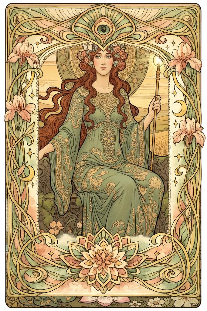 Celestial Gilded tarot border example — mystical astrology tarot card artwork