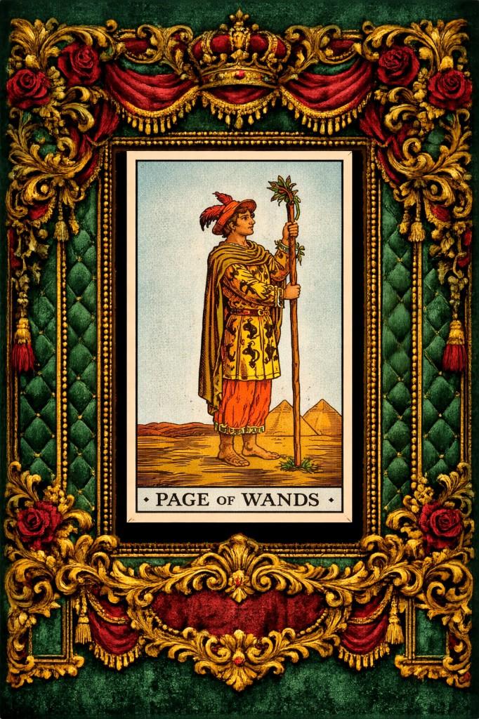 Vintage Velvet tarot border example — rich velvet frame on a completed tarot card